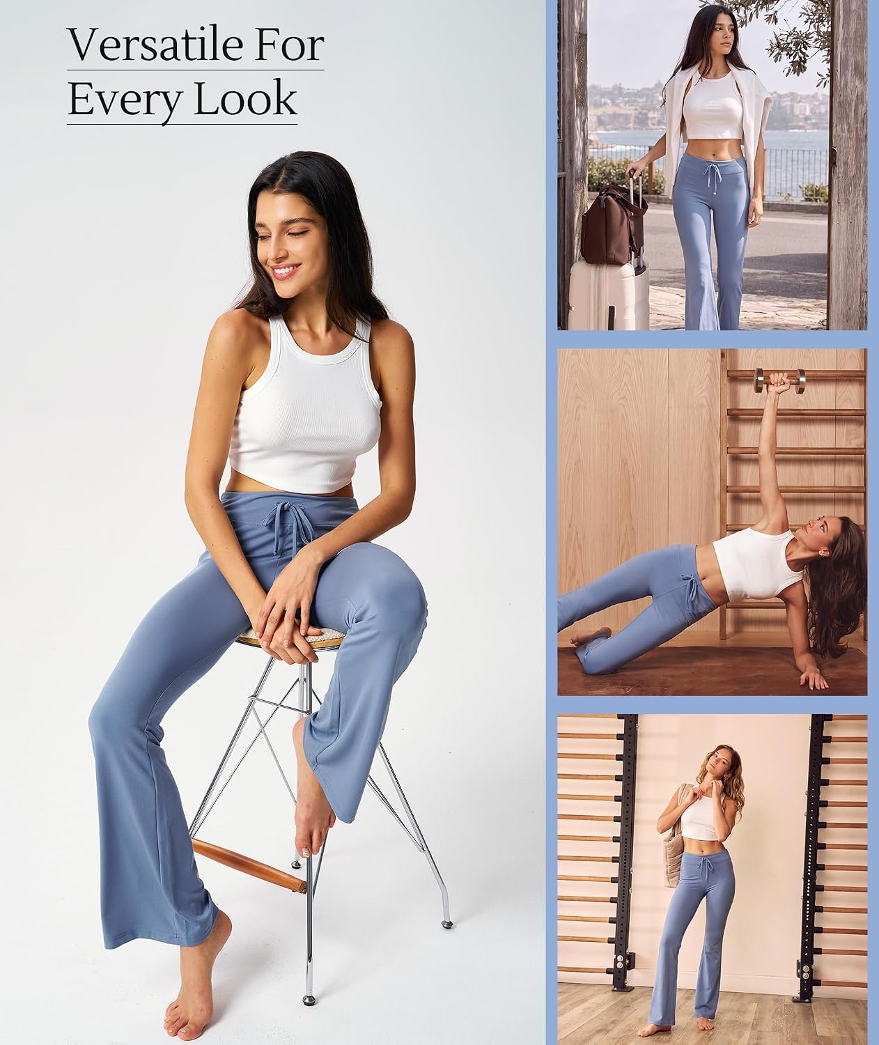 image:imageGYS Flare Leggings for Women Soft Stretchy Modal Workout Bootcut Yoga PantsBlue