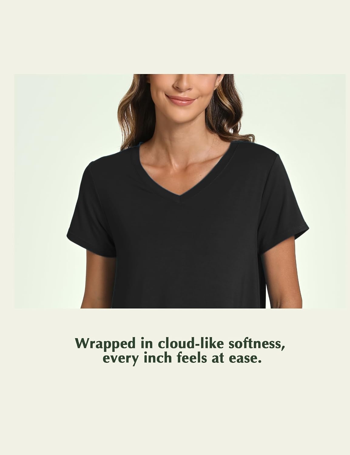 image:imageGYS Womens Bamboo Viscose Cooling Short Sleeve Nightgown for Hot FlashesBlack