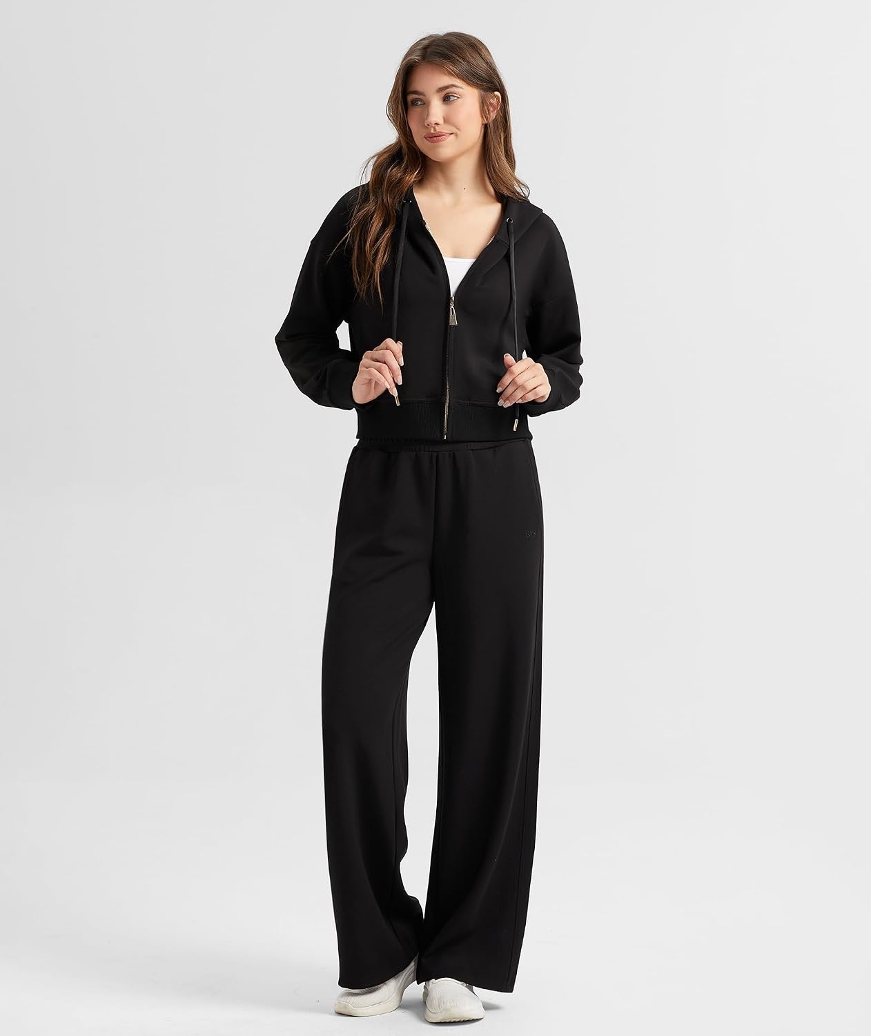 image:imageGYS Womens Black Sweatpants Baggy Lounge Pants Wide Leg Workout PantsBlack
