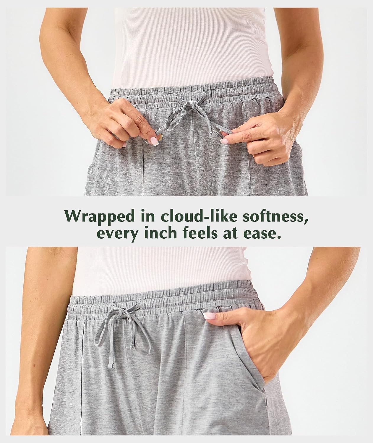 image:imageGYS Womens Pajama Bottoms Soft and Comfy Bambooderived Viscose Drawstring Pajama ShortsHeather Grey