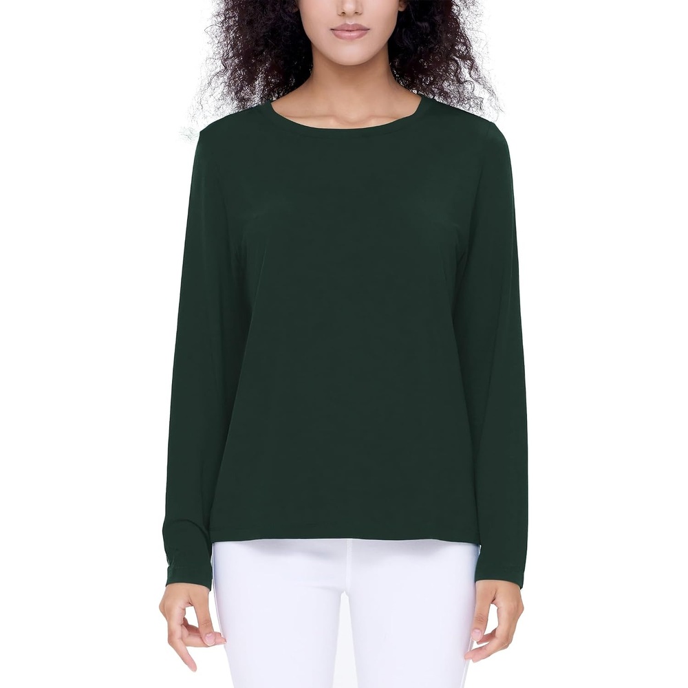 image:imageGYS Bamboo Viscose Long Sleeve Shirt for Women Pajama TopsStyle B Green