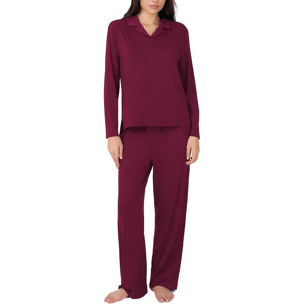 image:imageGYS Bamboo Viscose Pajamas for Women Long Sleeve Sleepwear for Hot SleepersWine