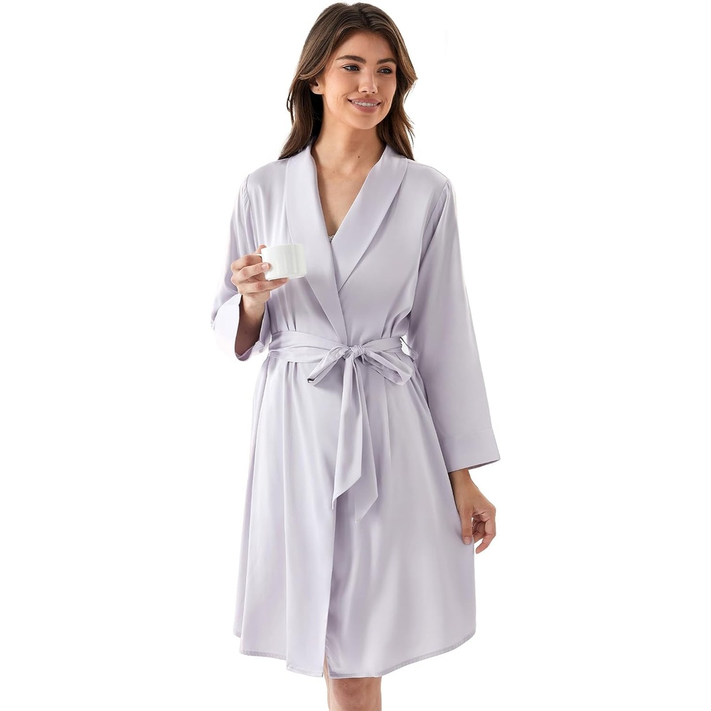 image:imageGYS Bamboo Viscose Womens Robe UltraSoft Lightweight Bathrobe SleepwearViolet Flutter