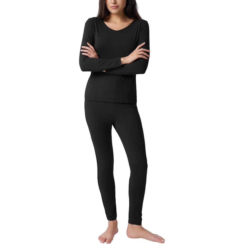 image:imageGYS Womens Bamboo Viscose Thermal Underwear SetBlack