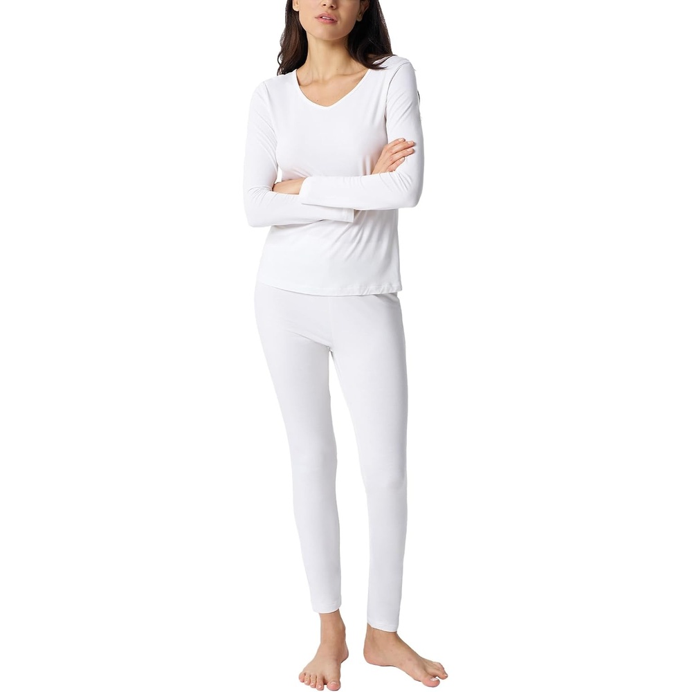 image:imageGYS Womens Bamboo Viscose Thermal Underwear SetWhite