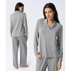 GYS Bamboo Viscose Pajamas for Women Long Sleeve Sleepwear for Hot Sleepers(Heather Grey)