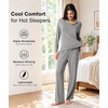 GYS Bamboo Viscose Pajamas for Women Long Sleeve Sleepwear for Hot Sleepers(Heather Grey)