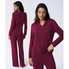 GYS Bamboo Viscose Pajamas for Women Long Sleeve Sleepwear for Hot Sleepers(Wine)