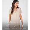 GYS Bamboo Viscose Pajamas for Women Set Short Sleeve Button Down Sleepwear(Beige)