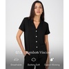GYS Bamboo Viscose Pajamas for Women Set Short Sleeve Button Down Sleepwear(Black)