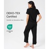 GYS Bamboo Viscose Pajamas for Women Set Short Sleeve Button Down Sleepwear(Black)