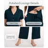 GYS Bamboo Viscose Pajamas for Women Set Short Sleeve Button Down Sleepwear(Darkcyan)