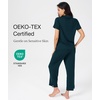 GYS Bamboo Viscose Pajamas for Women Set Short Sleeve Button Down Sleepwear(Darkcyan)