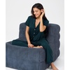 GYS Bamboo Viscose Pajamas for Women Set Short Sleeve Button Down Sleepwear(Darkcyan)