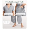 GYS Bamboo Viscose Pajamas for Women Set Short Sleeve Button Down Sleepwear(Light Heather Grey)