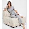 GYS Bamboo Viscose Pajamas for Women Set Short Sleeve Button Down Sleepwear(Light Heather Grey)