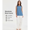 GYS Bamboo Viscose Tank Tops for Women, Sleeveless Crewneck Pajama Tops(Grayish Blue)