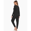 GYS Bamboo Viscose Women Pajama Sets Long Sleeve Crew Neck Lounge Set with Pockets(Black)