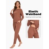 GYS Bamboo Viscose Women Pajama Sets Long Sleeve Crew Neck Lounge Set with Pockets(Cherry Mahogany)