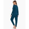 GYS Bamboo Viscose Women Pajama Sets Long Sleeve Crew Neck Lounge Set with Pockets(Ink Blue)