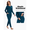 GYS Bamboo Viscose Women Pajama Sets Long Sleeve Crew Neck Lounge Set with Pockets(Ink Blue)