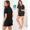 GYS Women’s Bamboo Viscose Button Down Pajama Set, Cooling for Hot Flashes(Black)