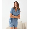 GYS Women’s Bamboo Viscose Button Down Pajama Set, Cooling for Hot Flashes(Grayish Blue)