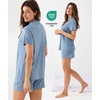 GYS Women’s Bamboo Viscose Button Down Pajama Set, Cooling for Hot Flashes(Grayish Blue)