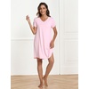 GYS Women’s Bamboo Viscose Cooling Short Sleeve Nightgown for Hot Flashes(Pink)