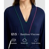 GYS Women’s Bamboo Viscose Robe, Ultra-Soft Long Sleeve Bathrobe(Navy)
