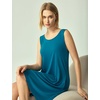 GYS Women’s Bamboo Viscose Tank Nightgown Sleep Dress(Crew Neck-teal Blue)