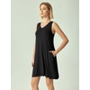 GYS Women’s Bamboo Viscose Tank Nightgown Sleep Dress(V Neck-black)