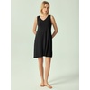 GYS Women’s Bamboo Viscose Tank Nightgown Sleep Dress(V Neck-black)