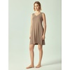 GYS Women’s Bamboo Viscose Tank Nightgown Sleep Dress(V Neck-camel)