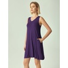 GYS Women’s Bamboo Viscose Tank Nightgown Sleep Dress(V Neck-deep Purple)