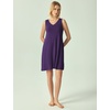 GYS Women’s Bamboo Viscose Tank Nightgown Sleep Dress(V Neck-deep Purple)