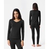 GYS Women’s Bamboo Viscose Thermal Underwear Set(Black)