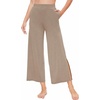 GYS Women’s Wide Leg Pajama Pants with Pockets Soft Yoga Palazzo Pants Lounge Trousers Sweatpants with Casual Split(Camel)