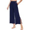 GYS Women’s Wide Leg Pajama Pants with Pockets Soft Yoga Palazzo Pants Lounge Trousers Sweatpants with Casual Split(Navy)