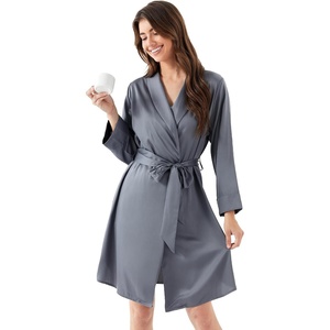 GYS Bamboo Viscose Women’s Robe, Ultra-Soft Lightweight Bathrobe Sleepwear(Grey)