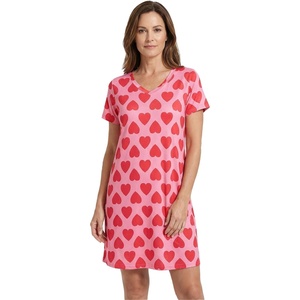 GYS Women’s Bamboo Viscose Cooling Short Sleeve Nightgown for Hot Flashes(Pink Heart)