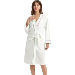 GYS Women’s Bamboo Viscose Robe, Ultra-Soft Long Sleeve Bathrobe(White)