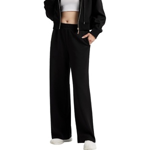 GYS Womens Black Sweatpants, Baggy Lounge Pants, Wide Leg Workout Pants(Black)